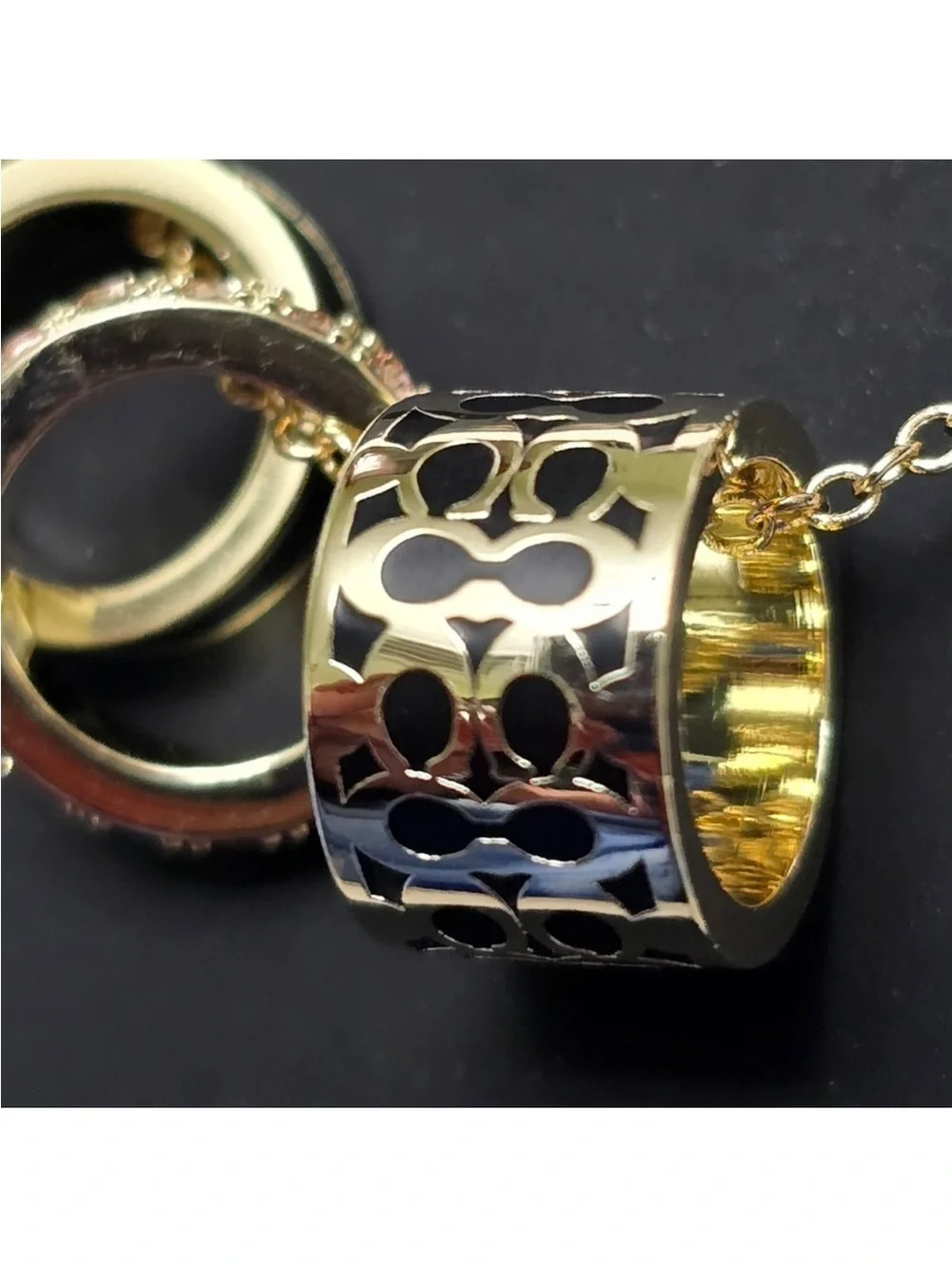 Coach Cream and Gold Charm Necklace Set with Pouch • NEW WITH TAGS